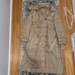 Burberry Women's Ashwick Long Quilted Down Logo Coat - Honey - Size Medium